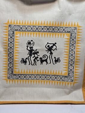 Indian Jute Bags With Handle & Zip Lunch Bag | Traditional Indian Art | Hand Art
